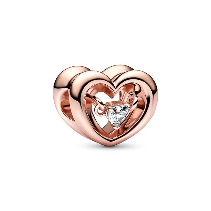 Rose gold plated heart charm with cubic zirconia