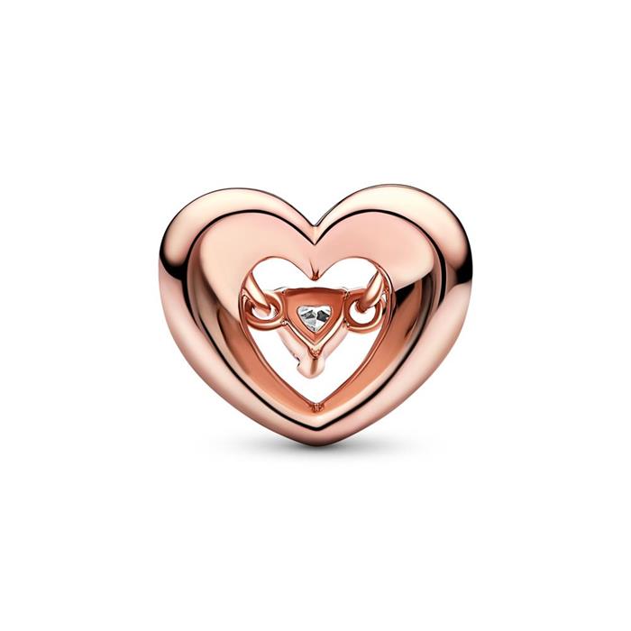 Rose gold plated heart charm with cubic zirconia