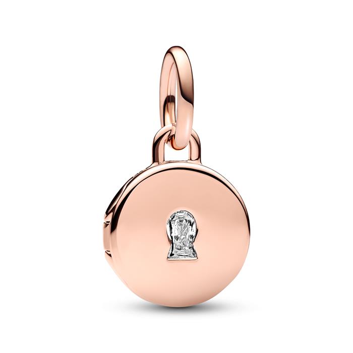 Hinged lock pendant, IP rose, ME, engravable