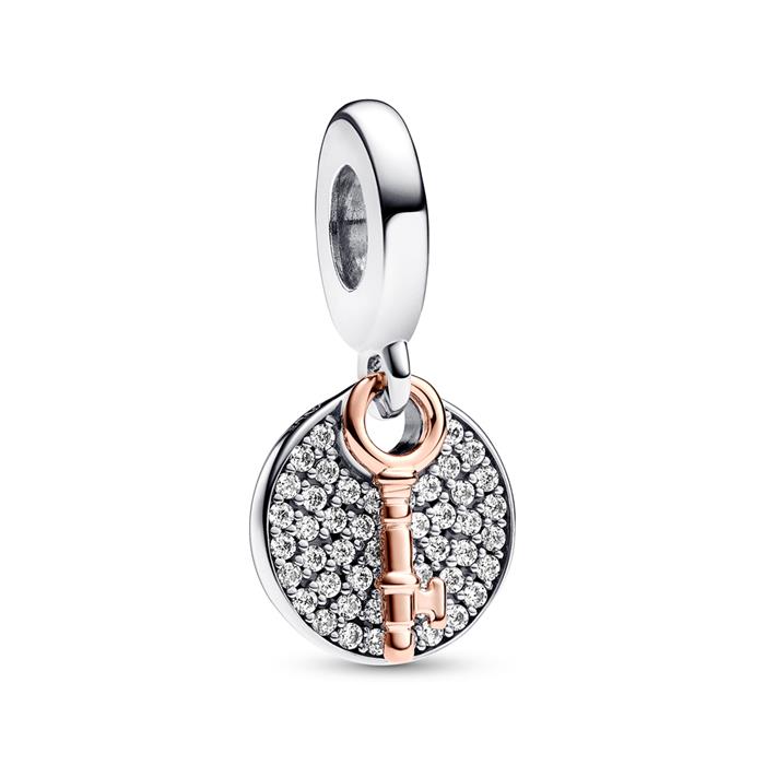 Dangle Charm Key to Happiness, 925er Silber, rosé