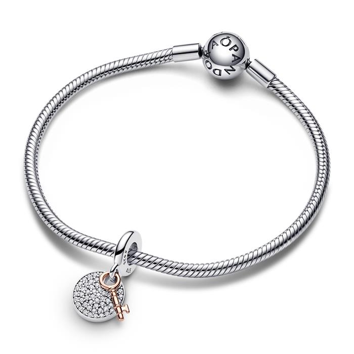 Dangle Charm Key to Happiness, 925er Silber, rosé