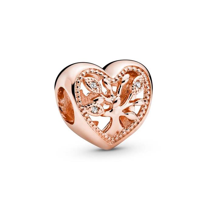 Heart charm pedigree with zirconia, rose