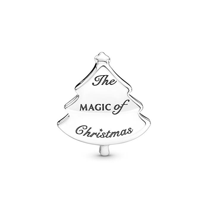 Slide charm christmas tree in 925 silver, crystals