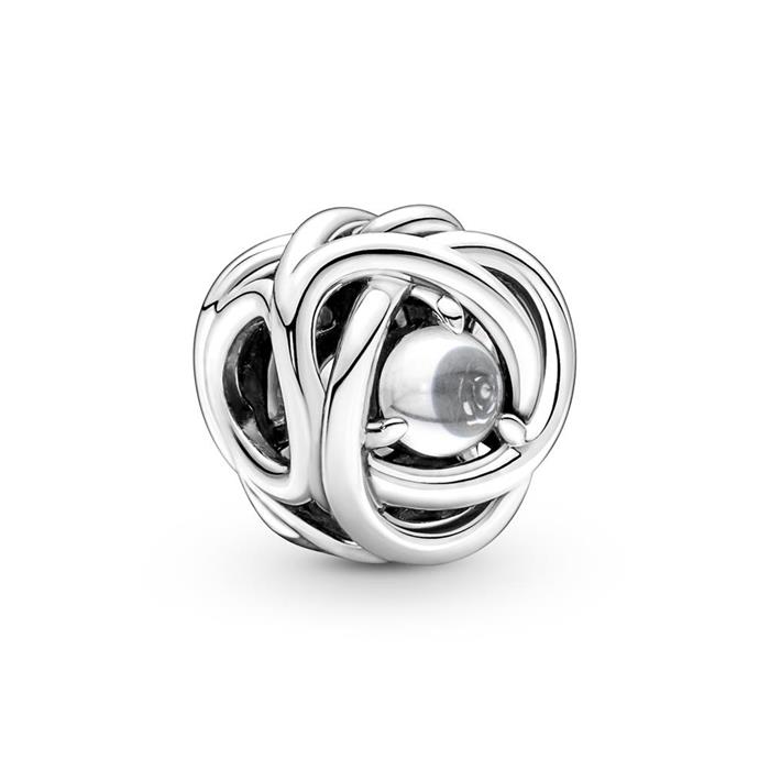 Klarer Ewigkeitskreis April Charm aus Sterlingsilber