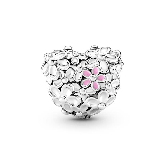 Daisy heart charm mum in sterling silver