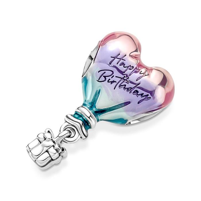 Hot air balloon charm happy birthday in 925 sterling silver