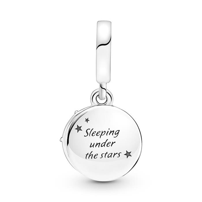 Camping night sky charm pendant in 925 sterling silver