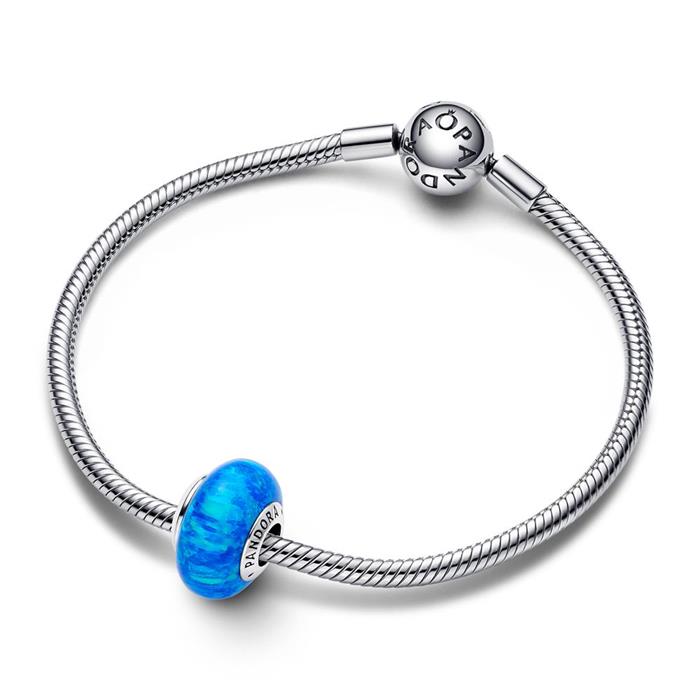 Charm ocean in 925 silver and opal, synth.