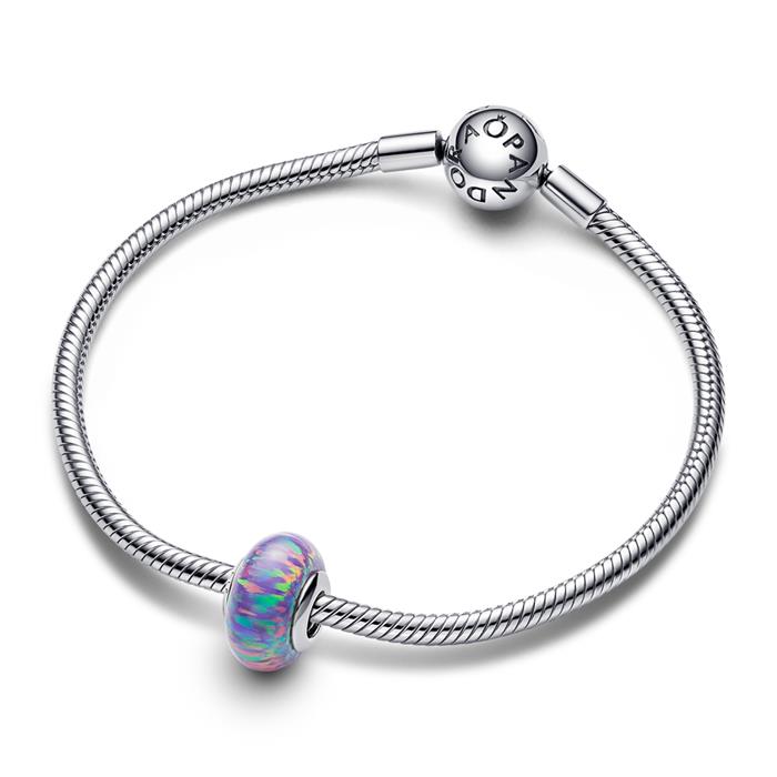 Moments charm in 925 silver with opal (synth.)