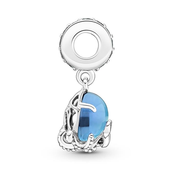 Octopus Charm Pendant In 925 Sterling Silver, Murano Glass
