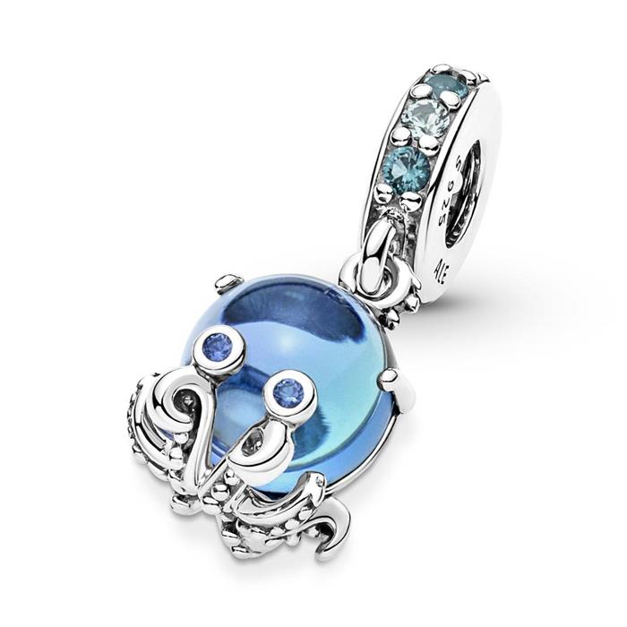 Octopus Charm Pendant In 925 Sterling Silver, Murano Glass