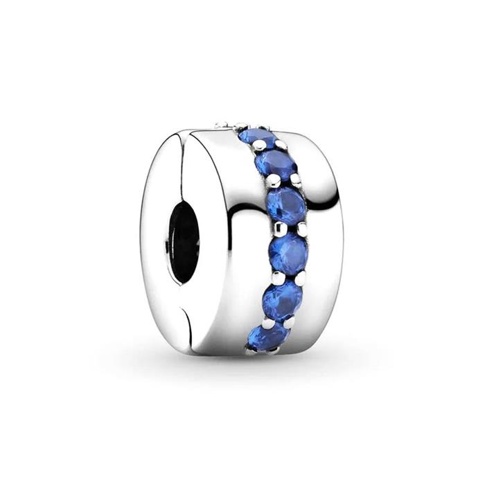 Clip Charm aus Sterlingsilber mit blauen Kristallen