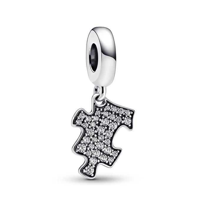 Charm Anhänger Puzzleteil aus Sterlingsilber, Zirkonia