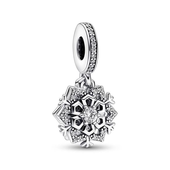 925 sterling silver charm pendant snowflake with zirconia