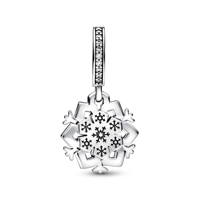 925 sterling silver charm pendant snowflake with zirconia