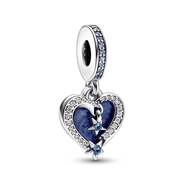 Charm pendant heart and shooting star, sterling silver