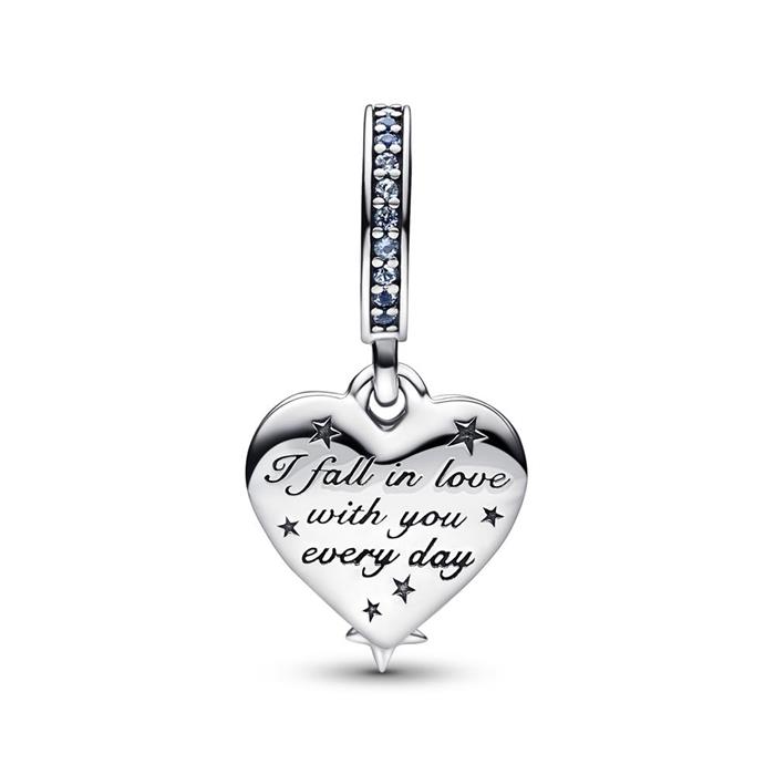 Charm pendant heart and shooting star, sterling silver