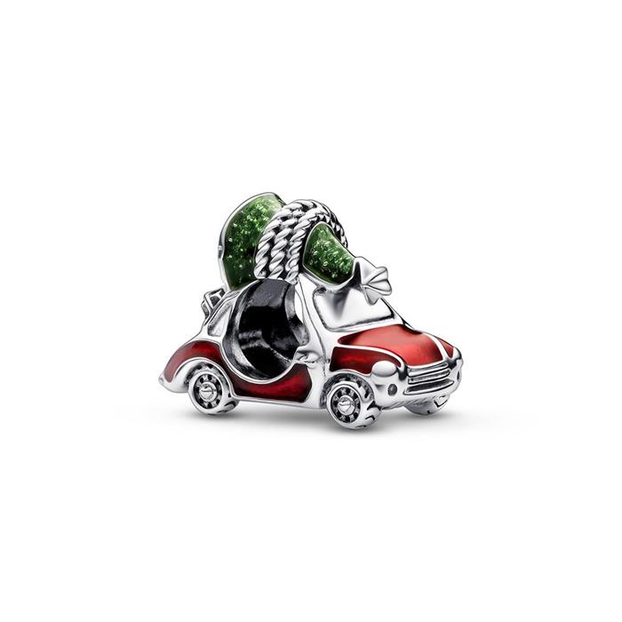 Bedel auto met kerstboom in 925 sterling zilver