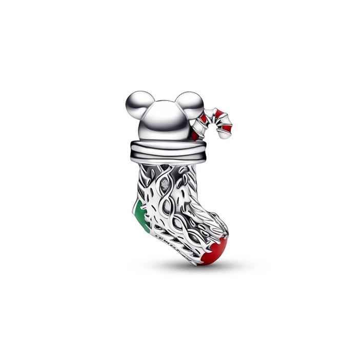 Charm mouse in christmas stocking in 925 sterling silver
