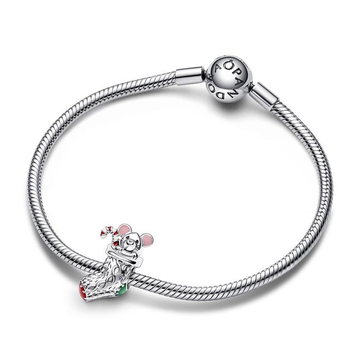 Charm Maus im Weihnachtsstrumpf aus 925er Silber