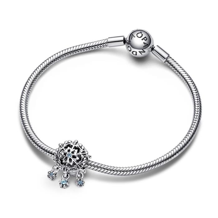 Schneeflocken Charm aus Sterlingsilber mit Kristallen