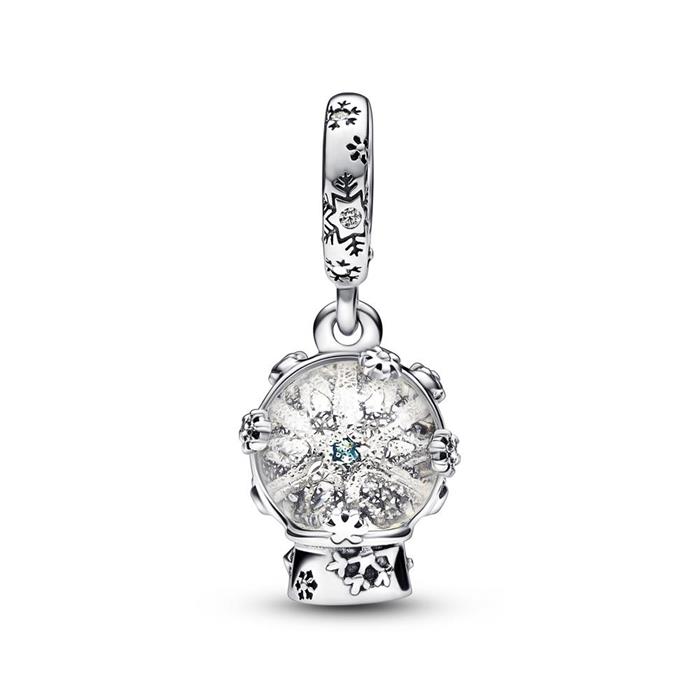 Charm Schneeflocke in Schneekugel aus Sterlingsilber