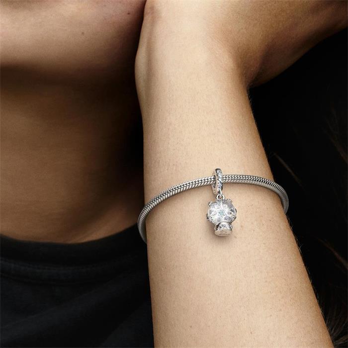 Charm Schneeflocke in Schneekugel aus Sterlingsilber