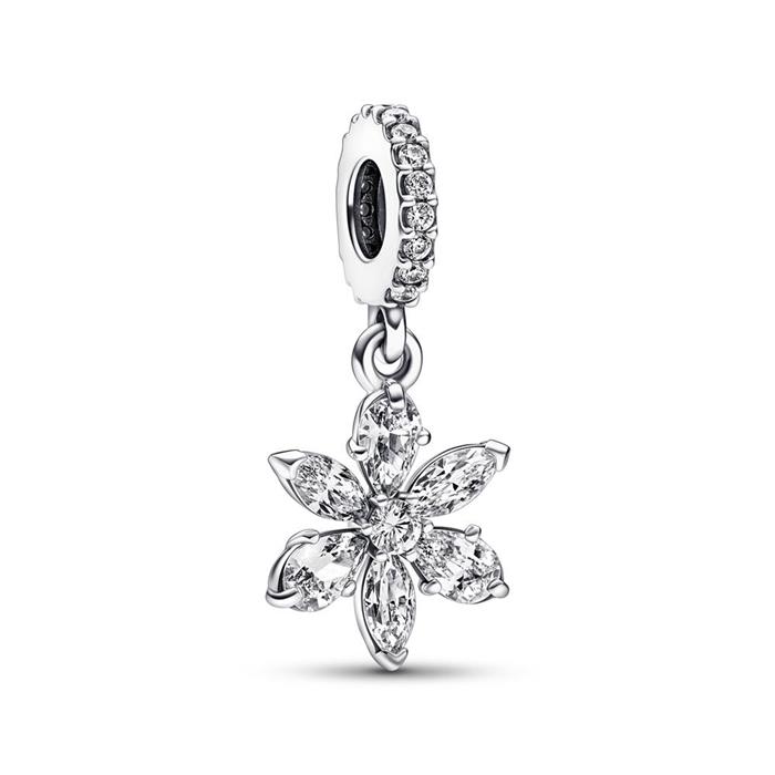 Flower charm in 925 sterling silver with zirconia