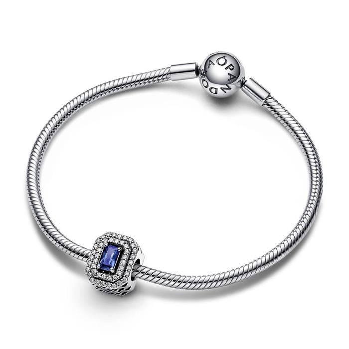 Schuifbedel in sterling zilver met kristal, blauw