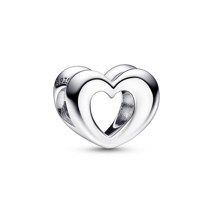 Ladies open heart charm in sterling silver