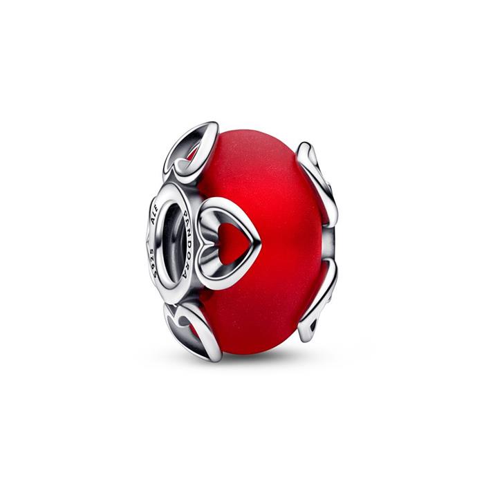 De Alpen korting Aktentas Pandora Mat Rood Murano Glas En Hart Bedel In 925 Sterling Zilver 792497C01