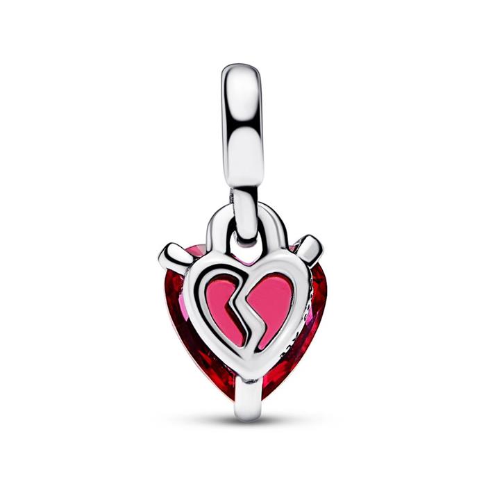 Broken heart mini dangle in 925 sterling silver, crystal