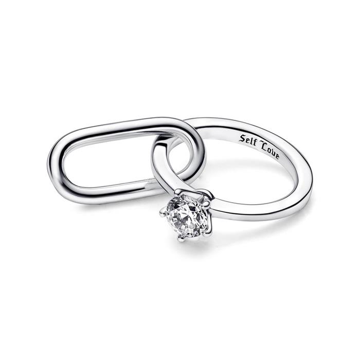 Marry ME double link in sterling silver with cubic zirconia