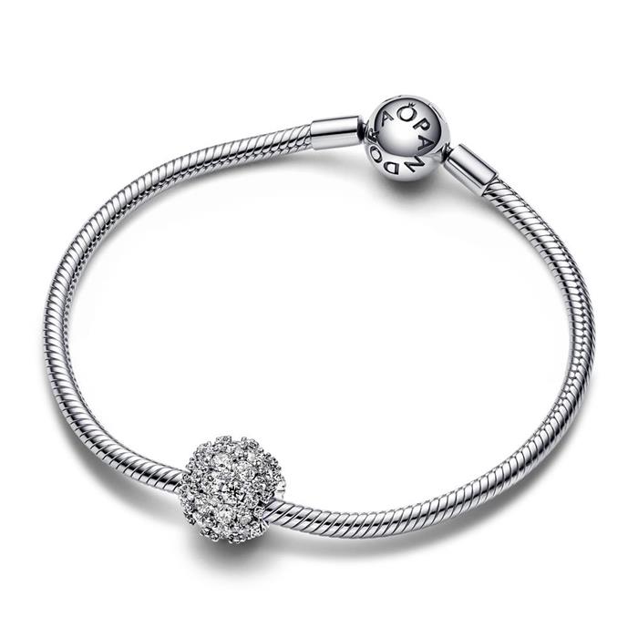 Sterling silver pavé charm with cubic zirconia