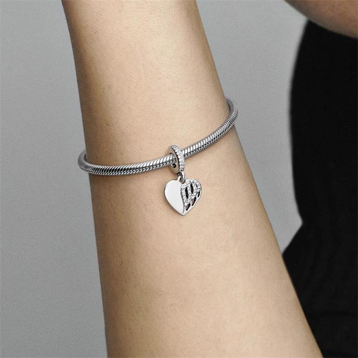 925 sterling silver charm pendant heart and angel wings