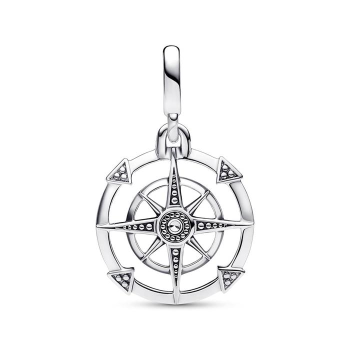 ME compass charm in sterling silver with cubic zirconia