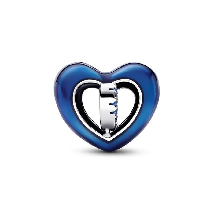 Moments heart charm in sterling silver with enamel, blue