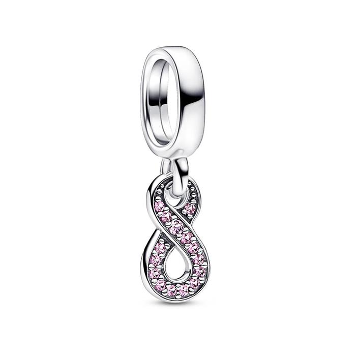 Infinity charm in 925 sterling silver, jewellery crystals