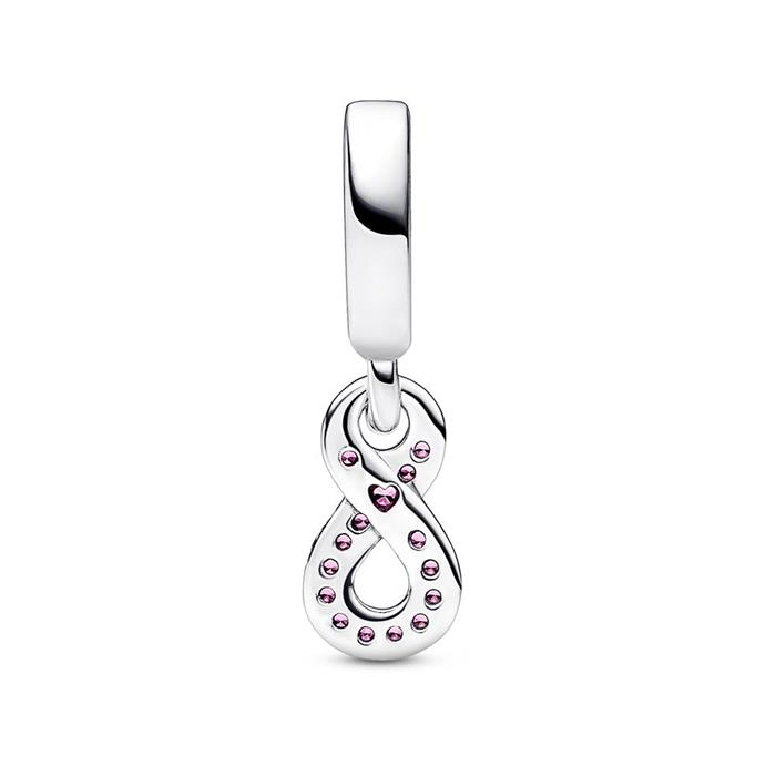 Infinity charm in 925 sterling silver, jewellery crystals
