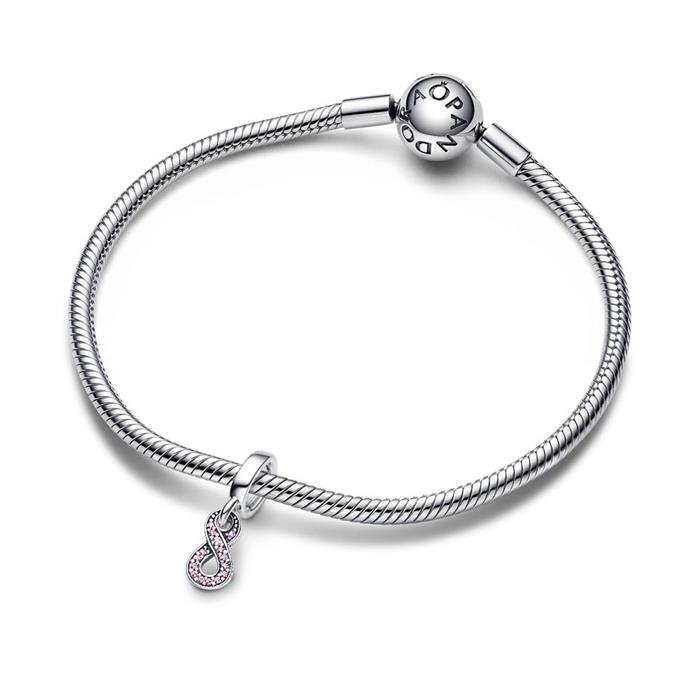 Infinity charm in 925 sterling silver, jewellery crystals