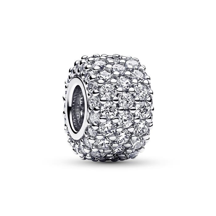 Three-row pavé charm in sterling silver with cubic zirconia