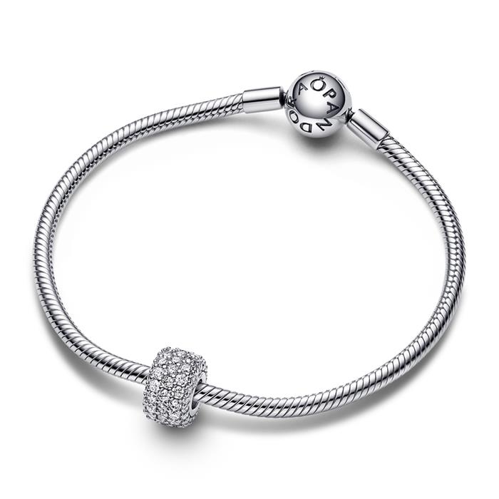 Three-row pavé charm in sterling silver with cubic zirconia