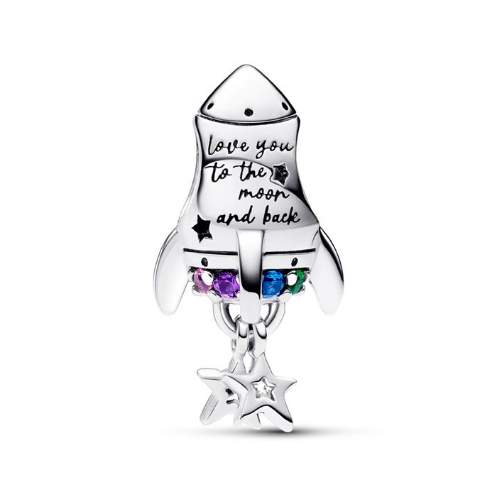 Rocket charm moments in 925 sterling silver with cubic zirconia