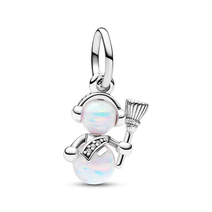 Snowman charm pendant moments, 925 sterling silver, synth. opal