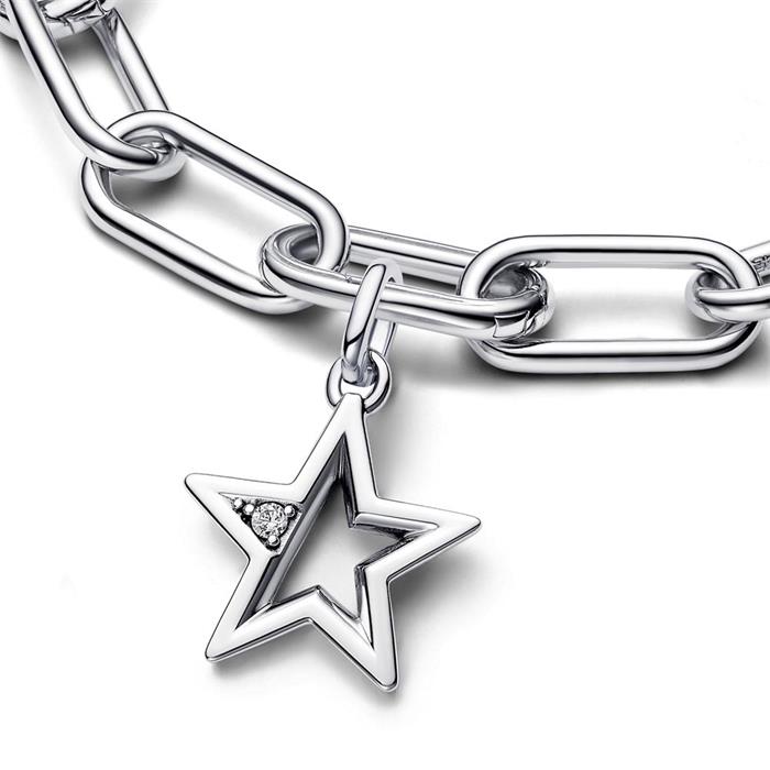 Sparkling star locket in sterling silver, cubic zirconia