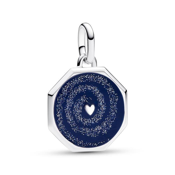 Galaxy heart locket in 925 sterling silver, enamel