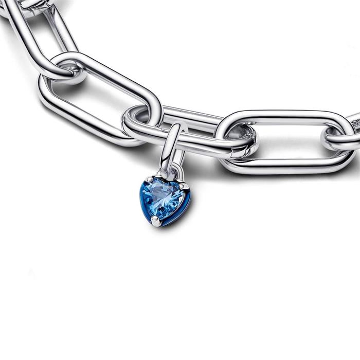 Blue chakra heart mini charm pendant, sterling silver