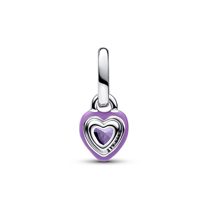 Chakra heart mini-dangle, sterling silver, purple, ME