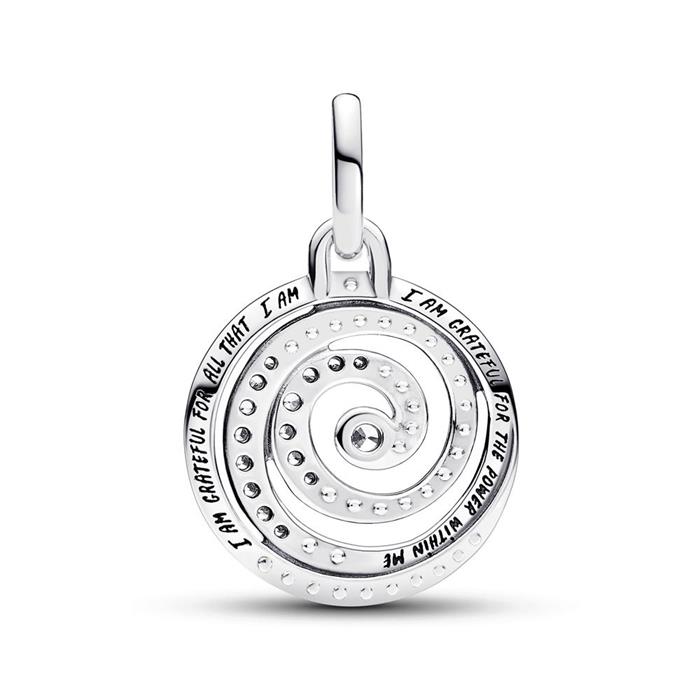Mini charm pendant gratitude spiral in 925 sterling silver