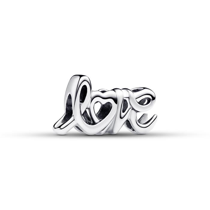 Handgeschreven Love bedel in sterling zilver, Moments